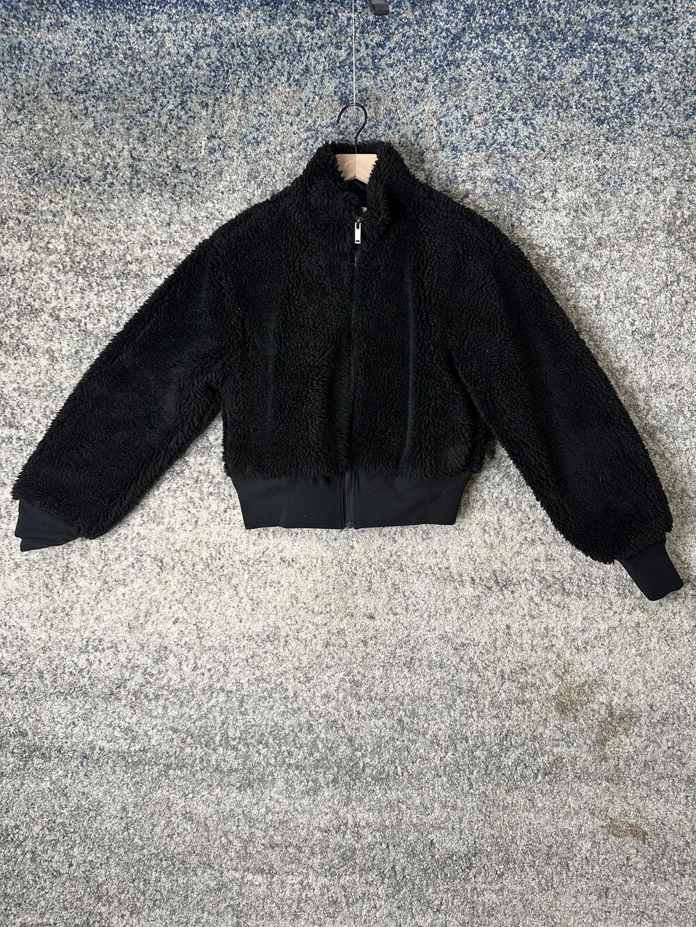 The Group Babaton Jacket Womens Small Black Faux Fur Sherpa Teddy Full Zip Cozy